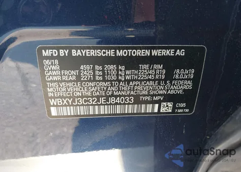 2018 BMW X2 Sdrive28I from USA, damaged, VIN WBXYJ3C32JEJ84033